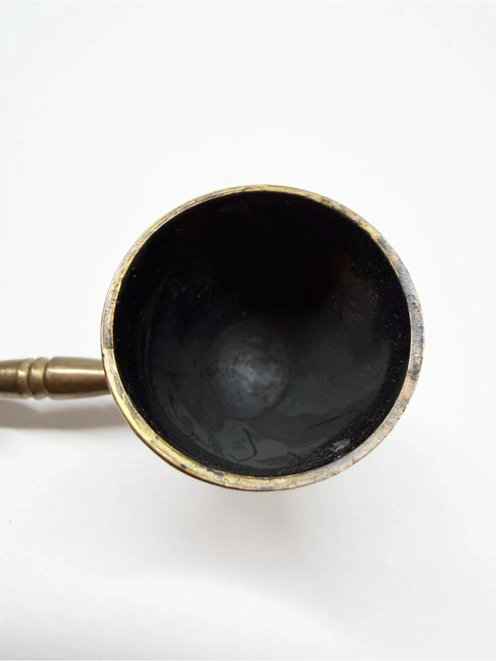 Vintage MCM Brass Wood Handle Candle Snuffer